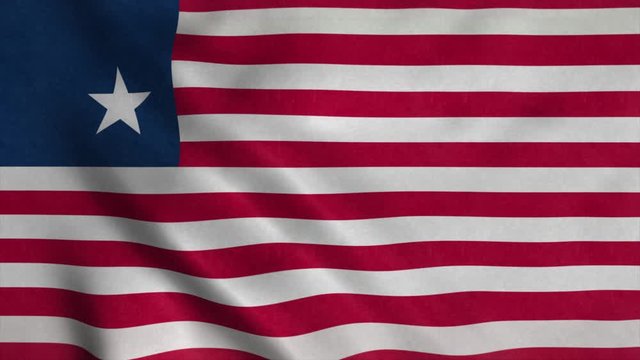 The national flag of Liberia is flying in the wind. 4K