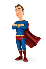 3d superhero standing with arms crossed