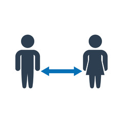 Social distancing icon. Quarantine measures. Vector icon on white background.