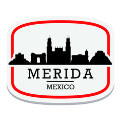 Fototapeta premium Merida Yucatan Mexico Label Stamp Icon Skyline City Design Tourism Landmark.