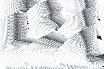 Abstract halftone lines background, black and white geometric dynamic pattern, vector modern design texture.
