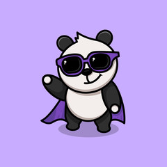 cute panda icon, and logo template. cute super hero panda.