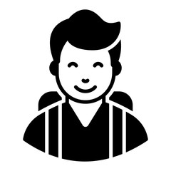 
Boy wearing backpack, school boy solid icon design 
