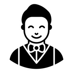 
Man in professional uniform, waiter solid vector style 
