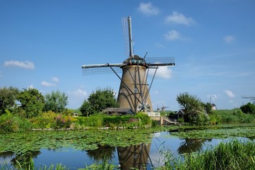Windmills at Kinderdijk, South Holland on a summer's day