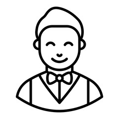
Man in professional uniform, waiter line vector style 

