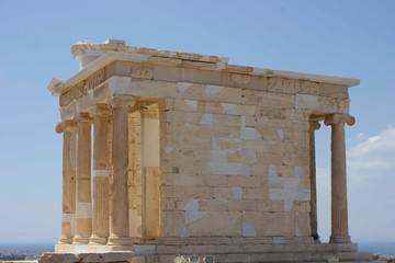 ATHENS, GREECE - AUGUST 13 2016: Athena temple in Athens acropolys, Greece