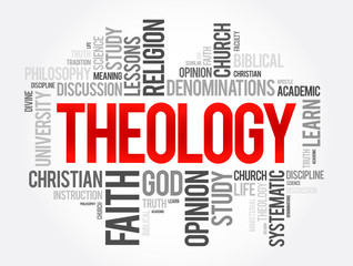 Theology word cloud collage, religion concept background