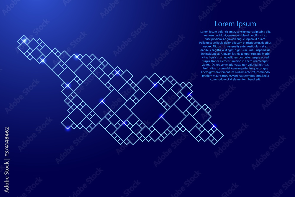 Aufkleber georgia country map from blue pattern from a grid of squares of different sizes and glowing space st
