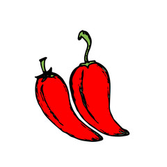 Chili Icon vector on hand drawn style