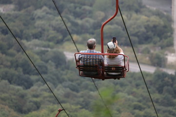 cable car in the mountains
