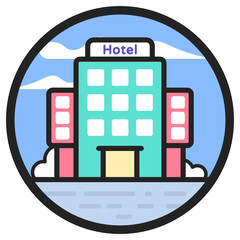 
A trendy vector style of hotel, lodging concept style 
