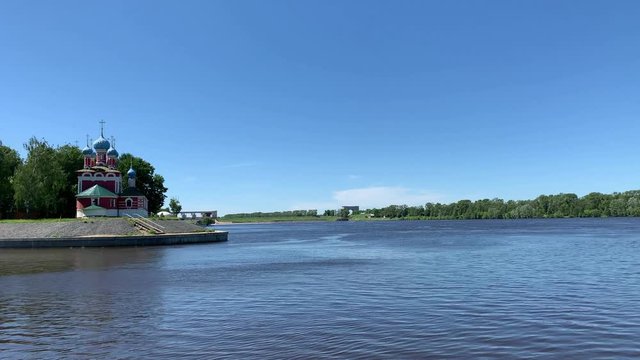 Stunning view of Uglich town at Volga river, Russia. Uglich is a part of Golden Ring