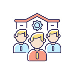 Our company RGB color icon. Corporate staff, business office personnel. Professional occupation, recruitment. Colleagues, coworkers team isolated vector illustration