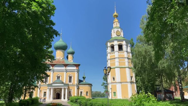 Stunning view of Uglich town at Volga river, Russia. Uglich is a part of Golden Ring
