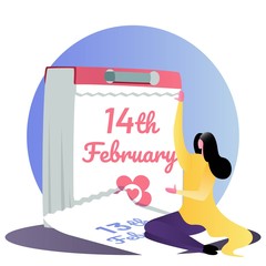 the girl sits calendar Valentine s Day Flat