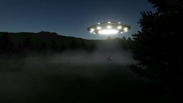 UFO cow in stars night 4k