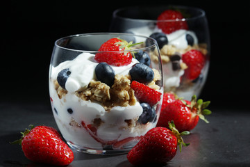 Yogurt with fresh berry and granola
