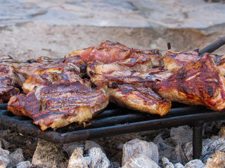 delicious meat on the grill
