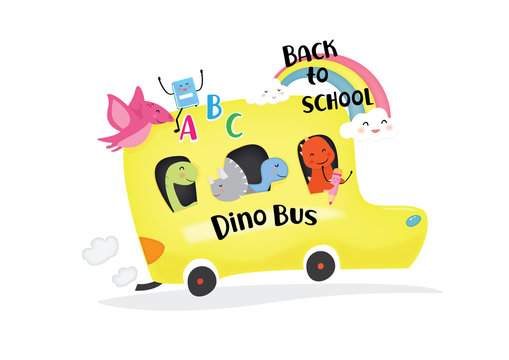 felice ritorno a scuola con dinosauri carini