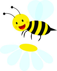 Cute funny bee and the daisy cartoon illustration