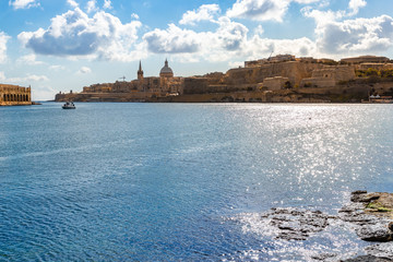 A view on the historical walls of Valetta, Malta. 