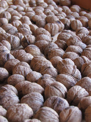 Delicious walnuts on a wooden table