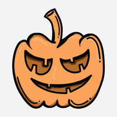 Pumpkin vector doodle color icon. Drawing sketch illustration hand drawn line eps10