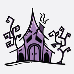 House halloween doodle color vector icon. Drawing sketch illustration hand drawn line eps10