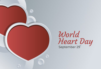 Flat Design Illustration Of World Heart Day Templates, Design Suitable For Posters, Backgrounds, Greeting Cards, World Heart Day Themed
