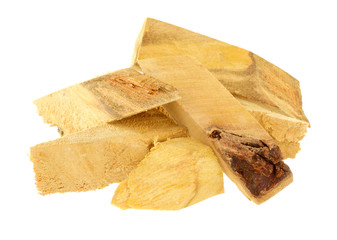 Palo Santo Wood Stick Chops (Bursera Graveolens) Isolated on White Background.