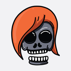 Skull doodle color vector icon. Drawing sketch illustration hand drawn line eps10