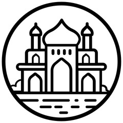 
A place of worship for muslims, mosque in editable style 
