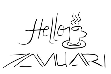 Black Simple Vector Hand Draw Sketch Lettering, Hello January