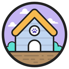 
An icon design of pet house in editable flat rounded style 
