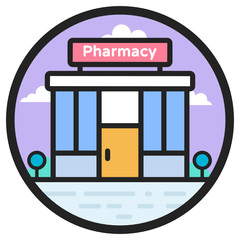 
A place where prescription drugs are dispensed, a pharmacy vector 
