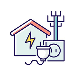 Electricity connection RGB color icon. Electricity repair service. Electrical power. Construction process. Electrification improvement. Home maintenance. Isolated vector illustration