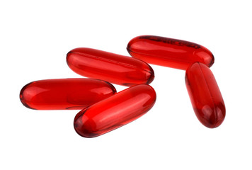 Essential Oil Medicinal Capsules Isolated on White Background.