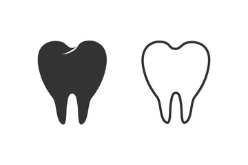 Tooth icon set in flat style. Vector illustration