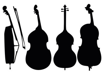Double basses in the set. Musical instrument.