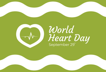 Flat Design Illustration Of World Heart Day Templates, Design Suitable For Posters, Backgrounds, Greeting Cards, World Heart Day Themed
