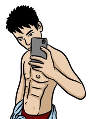 cartoon cute man on white background