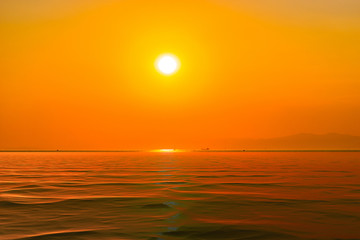 Bright orange sunset over the sea
