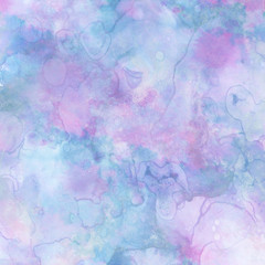 Pastel color background. Watercolor on paper. Irregular stains pattern. 