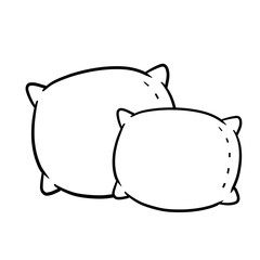 Set of pillows. Soft cushions. Large and small object. Cartoon black and white flat illustration. The element of the bedroom and bed for sleep