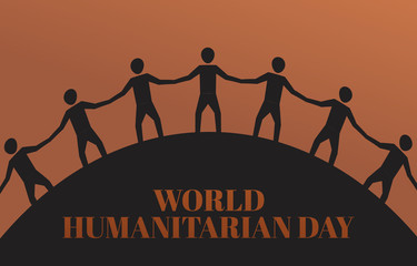 Flat Design Illustration Of World Humanitarian Day Template, Design Suitable For Posters, Backgrounds, Greeting Cards, World Humanitarian Day Themed