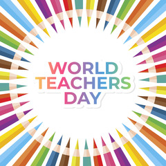 Flat Design Illustration Of World Teachers Day Template, Design Suitable For Posters, Backgrounds, Greeting Cards, World Teachers Day Themed 