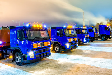 trucks for dangerous materials at night