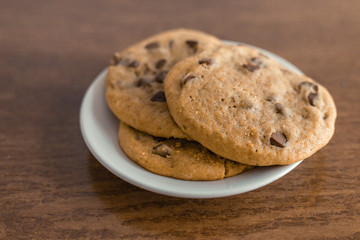 Chocolate Chip Cookies on a white plate