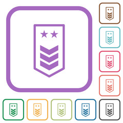 Military insignia with three chevrons and two stars simple icons